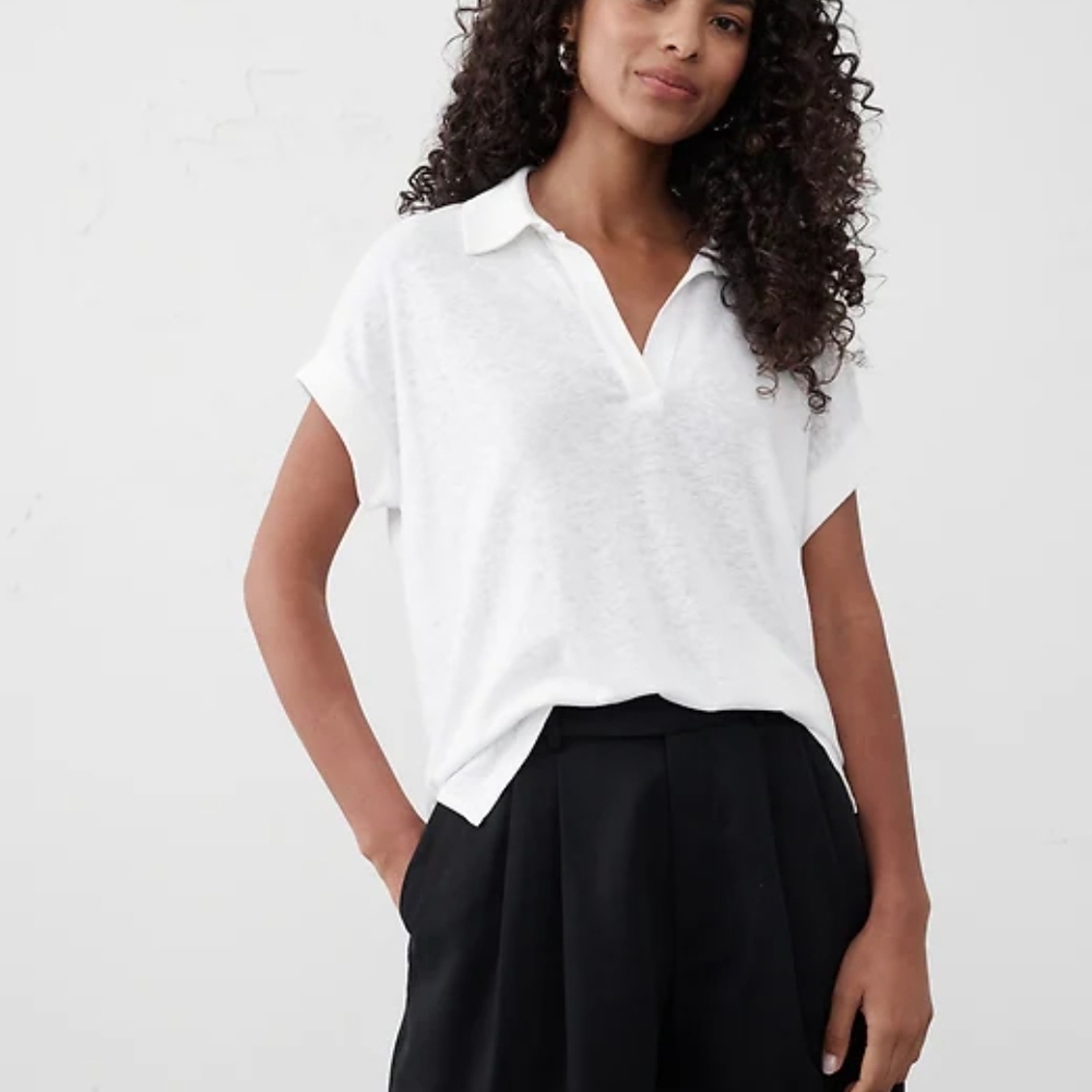 NWOT BANANA REPUBLIC FACTORY Linen-Blend Johnny Collar Shirt.